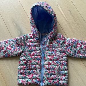 Joules age 2 floral cat print quilted down coat